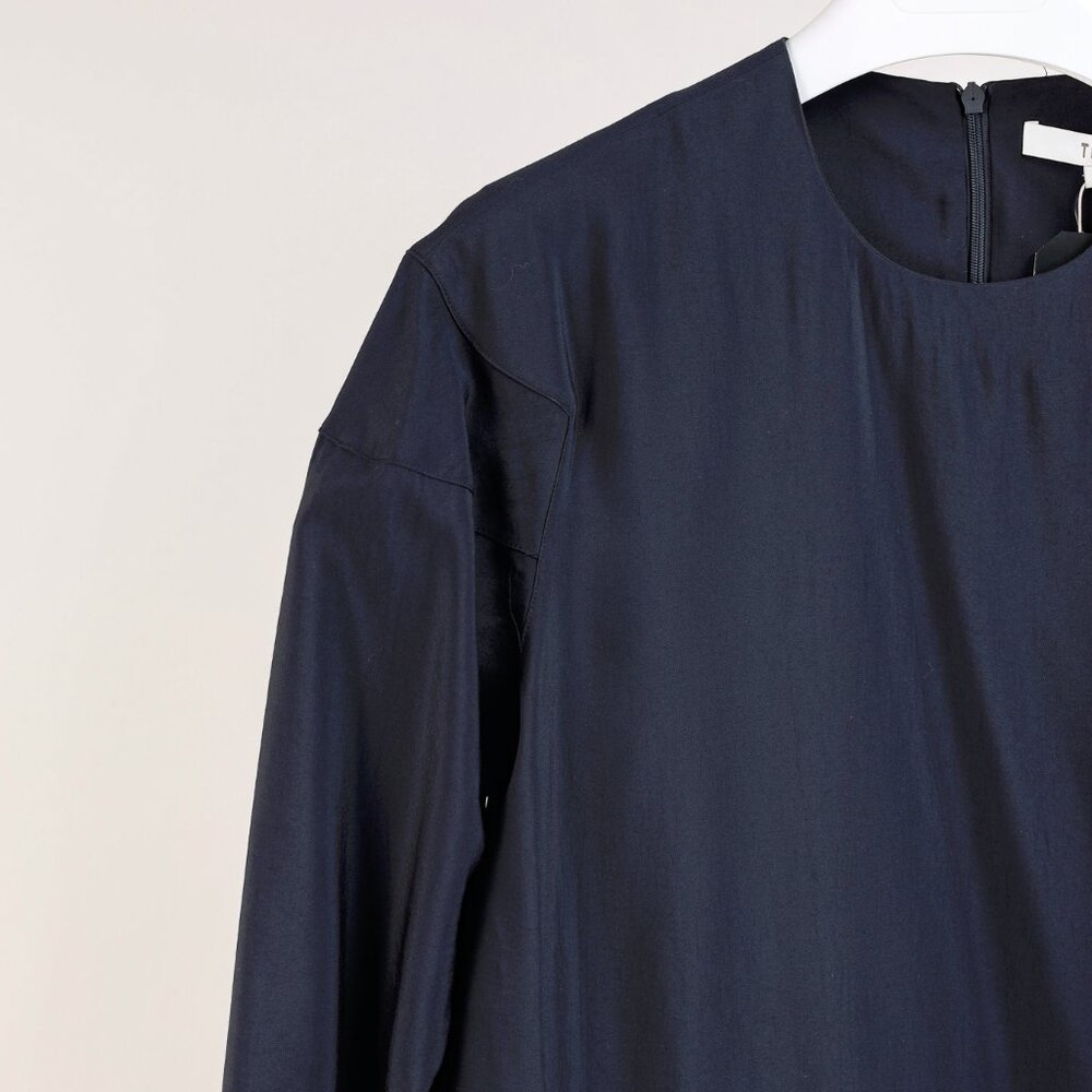 Tibi Asymmetric Flap Snap Detail Midnight Navy Maxi Dress - Picture 5 of 13